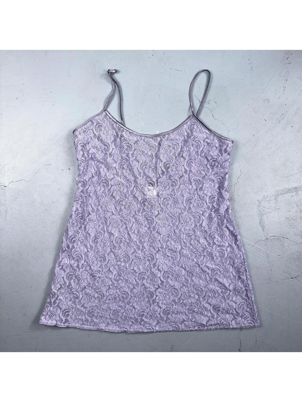 Soft Sensations 80s VTG Women's Lace Trim Satin Mini Slip Lingerie Dress Purple